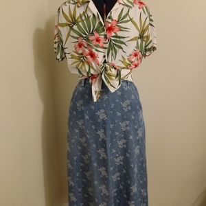Vintage 90s denim maxi skirt